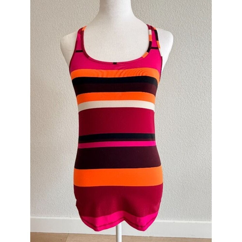 Lululemon EUC Refresh Racer Tank Blossom Stripe Pink Orange 4